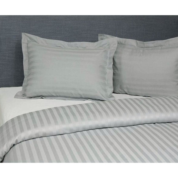 NNEDSZ Jason Silver Satin Stripe Tailored Quilt Cover Set King