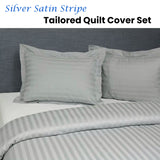 NNEDSZ Jason Silver Satin Stripe Tailored Quilt Cover Set King