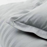 NNEDSZ Jason Silver Satin Stripe Tailored Quilt Cover Set Queen