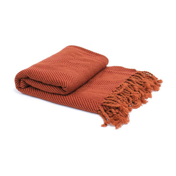 NNEDSZ Herringbone Acrylic Throw Terracotta