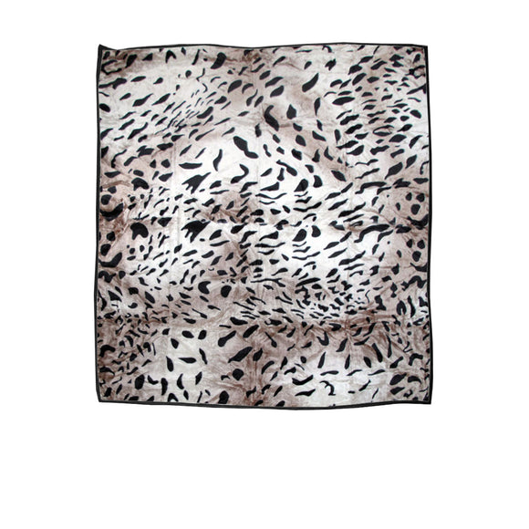NNEDSZ 750gsm 3.5kg Double Layer Animal Print Faux Mink Blanket Queen 200x240 cm Taupe Jaguar