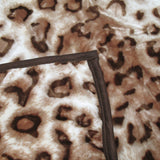 NNEDSZ 750gsm 3.5kg Double Layer Animal Print Faux Mink Blanket Queen 200x240 cm Brown Leopard