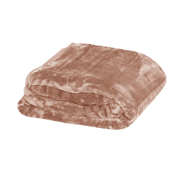 NNEDSZ 750gsm 3.5kg Double Layer Faux Mink Blanket Queen 200x240 cm Light Mocha