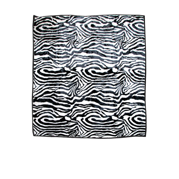 NNEDSZ 750gsm 3.5kg Double Layer Animal Print Faux Mink Blanket Queen 200x240 cm Wild Zebra