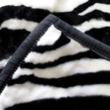 NNEDSZ 750gsm 3.5kg Double Layer Animal Print Faux Mink Blanket Queen 200x240 cm Wild Zebra