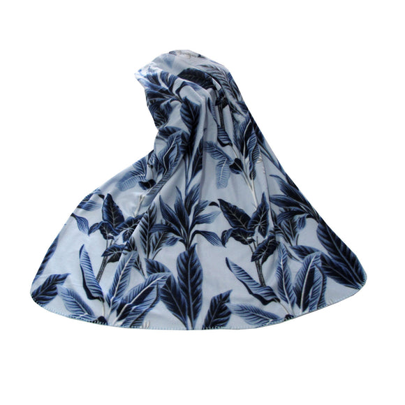 NNEDSZ 175GSM Banana Tree Leaves Printed Polar Fleece Throw Rug 120 x 150cm Blue