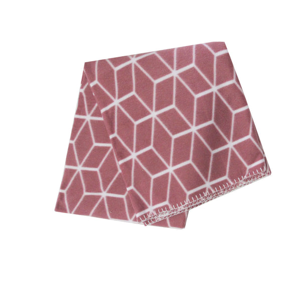 NNEDSZ Tiling 175GSM Geometric Pattern Printed Polar Fleece Throw Rug 120 x 150cm Dusty Rose