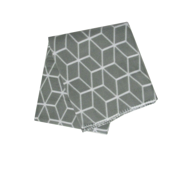 NNEDSZ Tiling 175GSM Geometric Pattern Printed Polar Fleece Throw Rug 120 x 150cm Grey