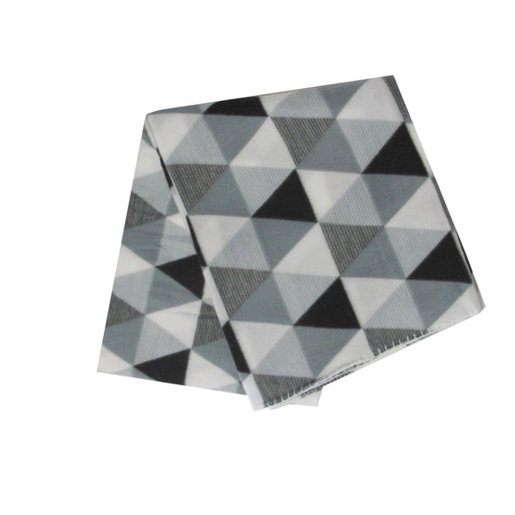 NNEDSZ Triangles 175GSM Geometric Pattern Printed Polar Fleece Throw Rug 120 x 150cm Grey