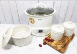 NNEDSZ Kylin Electric Slow Cooker Stainless Steel Ceramic Pot Steamer 2.2L With 3 Containers