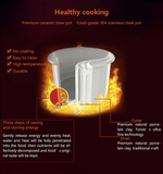NNEDSZ Kylin Electric Slow Cooker Stainless Steel Ceramic Pot Steamer 2.2L With 3 Containers