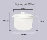 NNEDSZ Kylin Electric Slow Cooker Stainless Steel Ceramic Pot Steamer 2.2L With 3 Containers