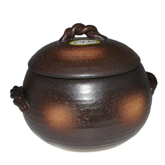 NNEDSZ Japanese Yorozufuru-sho Brown Donabe Chestnut 7# Rice Clay Pot  - Made in - 4L