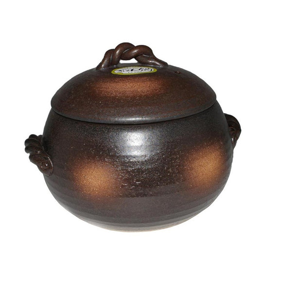 NNEDSZ Japanese Yorozufuru-sho Brown Donabe Chestnut 5# Rice Clay Pot  - Made in - 2.4L