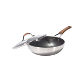 NNEDSZ Kylin 3 Layer Stainless Steel Non Stick Noka Wok 30cm