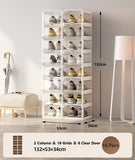 NNEDSZ Kylin Cubes Storage Folding Shoe Box With 2 Column & 16 Grids & 8 Clear Door