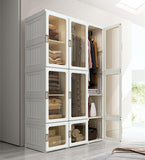 NNEDSZ Kylin Cubes Storage Folding Cabinet Wardrobe With 8 Grids & 4 Doors & 1 Hanger