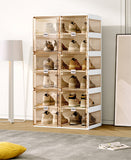 NNEDSZ Kylin Cubes Storage Folding Shoe Box With 2 Column & 12 Grids & 6 Brown Door