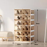 NNEDSZ Kylin Cubes Storage Folding Shoe Box With 2 Column & 12 Grids & 6 Brown Door