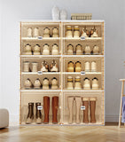 NNEDSZ Kylin Cubes Storage Folding Shoe Cabinet With 2 Column & 7 Grids & 4 Brown Door
