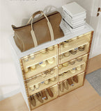 NNEDSZ Kylin Cubes Storage Folding Shoe Cabinet With 2 Column & 7 Grids & 4 Brown Door