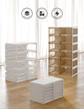 NNEDSZ Kylin Cubes Storage Folding Shoe Cabinet With 2 Column & 7 Grids & 4 Brown Door