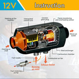 NNEDSZ Diesel Air Heater 12V 5KW LCD Display Tank Remote Control Thermostat Caravan Motorhome 10L