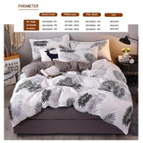 NNEDSZ Palm Leaves Pattern Aloe Cotton Flat Sheet Quilt Cover Pillowcases 4pcs Bedding Set (Double)