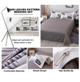 NNEDSZ Palm Leaves Pattern Aloe Cotton Flat Sheet Quilt Cover Pillowcases 4pcs Bedding Set (Double)