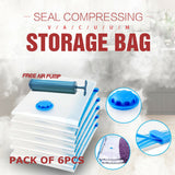 NNEDSZ 6 Pcs Set Vacuum Storage Bags Space Saver Seal Compressing Various Size with Air Pump