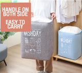 NNEDSZ Ex-Large Capacity Collapsible Laundry Basket Foldable Washing Bin Hamper Linen (Blue)