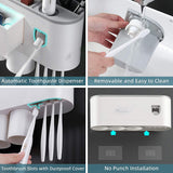 NNEDSZ Toothbrush Holders with 3-4 Cups Automatic Toothpaste Dispenser Kit(4 Cups 2 Drawer)