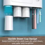 NNEDSZ Toothbrush Holders with 3-4 Cups Automatic Toothpaste Dispenser Kit(4 Cups 2 Drawer)