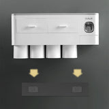 NNEDSZ Toothbrush Holders with 3-4 Cups Automatic Toothpaste Dispenser Kit(4 Cups 2 Drawer)