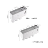 NNEDSZ Toothbrush Holders with 3-4 Cups Automatic Toothpaste Dispenser Kit(4 Cups 2 Drawer)