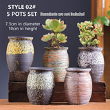 NNEDSZ Ceramic Clay Pottery Pots Set Succulent Flower Planter Series 02(Style 02# 5 Pots Set)