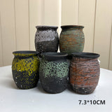 NNEDSZ Ceramic Clay Pottery Pots Set Succulent Flower Planter Series 02(Style 02# 5 Pots Set)