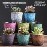 NNEDSZ Ceramic Clay Pottery Pots Set Succulent Flower Planter Series 03(Style 01# 8 Pots Set)