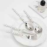 NNEDSZ 4 Piece Stainless Steel Pearl Handle Flatware Cutlery Set Come with Giftbox
