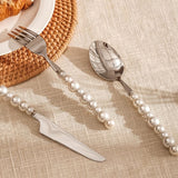 NNEDSZ 4 Piece Stainless Steel Pearl Handle Flatware Cutlery Set Come with Giftbox
