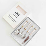NNEDSZ 4 Piece Stainless Steel Pearl Handle Flatware Cutlery Set Come with Giftbox