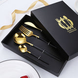 NNEDSZ 4 Pcs Set Stainless Steel Cutlery Set Spoon Fork Knife with Gift Box