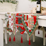 NNEDSZ Christmas Table Runner thickened knitted Dining Tablecloth Xmas Party Decor(Santa Claus)