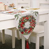 NNEDSZ Christmas Table Runner thickened knitted Dining Tablecloth Xmas Party Decor(Garland)
