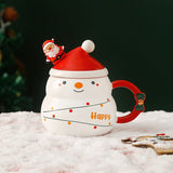 NNEDSZ Christmas Cup Gift Box Ceramic Mug Set Mug Gift Set Christmas Coffee Cup(Snowman)