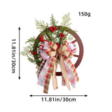 NNEDSZ Christmas Red Wooden Wheel Wreath Front Door Hanging Garland Wall Decor(30*30cm)