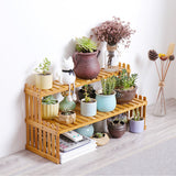 NNEDSZ 2 Tier Bamboo Plant Stand Shelves Flower Pot Rack Garden Indoor Outdoor Patio