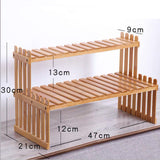 NNEDSZ 2 Tier Bamboo Plant Stand Shelves Flower Pot Rack Garden Indoor Outdoor Patio