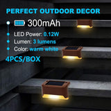 NNEDSZ 4 Pack SolarPower Deck Lights Outdoor Step Lights Waterproof LED lights