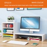 NNEDSZ Wooden Desk Monitor Riser Stand With 3Tier Storage Shelves Desktop Bookshelf(Walnut Wood(Style 02))